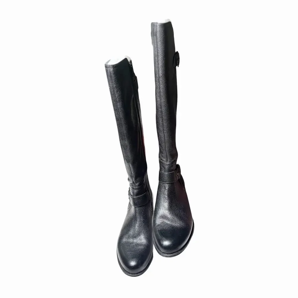 Naturalizer Jean Knee High Boots, Black Leather, Women's 7.5M New Without Tags